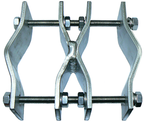 Parallel heavy-duty mounting clamp, 316 stainless steel – boom 40-75mm & mast 40-75mm dia.